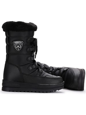 Twingo 995  Içi Termal Kürklü Kız Çocuk Kar Botu Ayakkabı Siyah - Siyah