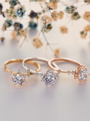 Nilvera Kuyumculuk 14 Ayar Rose Altın Lotus Çiçeği Tektaş Yüzük