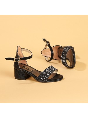 Kiko Kids Kiko 765 Çatlak Günlük Kız Çocuk 3 cm Topuk Sandalet Ayakkabı Siyah
