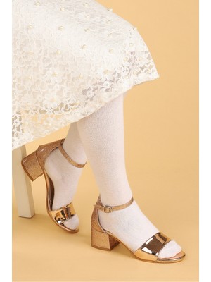 Kiko Kids Kiko 768 Ayna Kum Günlük Kız Çocuk 3 cm Topuk Sandalet Ayakkabı Bakır