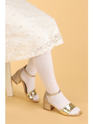 Kiko Kids Kiko 768 Ayna Kum Günlük Kız Çocuk 3 cm Topuk Sandalet Ayakkabı Altın