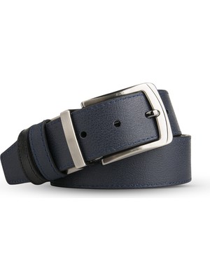 Goay Luxery 3.5 cm Çift Taraflı Siyah&lacivert  Deri Erkek Kemer (7036)