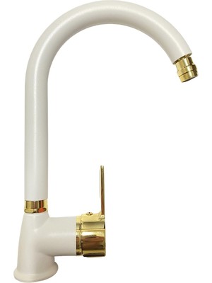 Armilla Armatür Beyaz Gold Lüx 360 Derece Hareketli Başlıklı Mutfak Eviye Bataryası Musluğu Sıcak Soğuk Giriş Kaliteli Statik Toz Kaplama