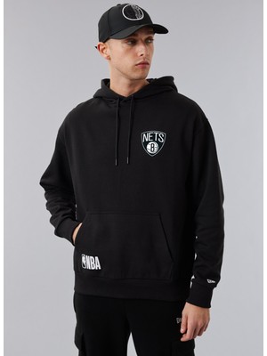 New Era Kapüşon Yaka Siyah Erkek Sweatshirt 60284622HALF Logo Oversızed Hoody B