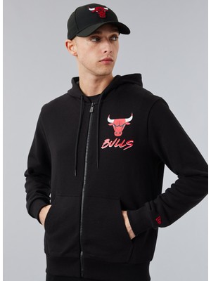 New Era Kapüşon Yaka Siyah Erkek Sweatshirt 60284698NBA Scrıpt Fz Chıbul Blkfd