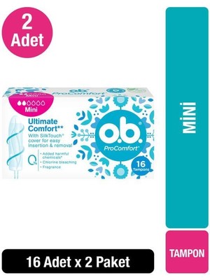 O.B. Mini Tampon 16 Adet x2 Paket Ultra İnce Rahatlık ve Gün Boyu Konfor