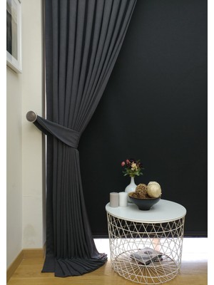 Evdepo Home Taç Antarsit Petek Kadife Dokulu Fon Perde, Pilesiz Düz Dikim Ekstrafor Büzgü, 100 x 250 cm