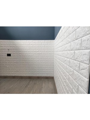 Renkli Duvarlar 35x38 cm Beyaz Kendinden Yapışkanlı 3D Esnek Duvar Kağıdı Paneli