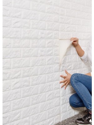 Renkli Duvarlar 70X30 cm Beyaz Kendinden Yapışkanlı 3D Esnek Duvar Kaplama Paneli