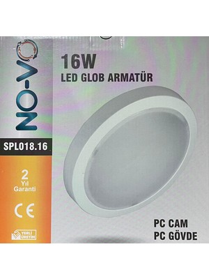 Novo 16W LED Glob Tavan Armatürü Si̇yah Gövde 5 Adet