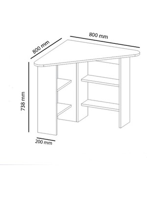 Arnetti Corner Ofis Çalışma Masası Ceviz 74X80X20 4 Raflı Özel Tasarım Uzun Ömürlü