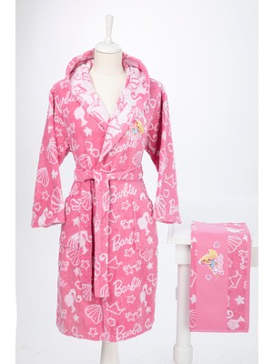 Özdilek Barbie Shell Lisanslı Çocuk Havlu Bornoz Seti 5/6 Yaş