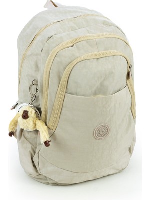İmaks Suya Dayanıklı Klinkır Kumaş Çok Gözlü Sırt ve Okul Çantası Bej 8812