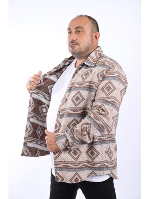 Moc Grande Büyük Beden Oduncu Gömlek Kahverengi Ekose-Kareli Regular Fit Erkek Günlük Stil