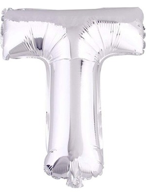 Rönesans Parti 16" Inç 40 cm Folyo Balon Gümüş Renk '' T '' Harfi