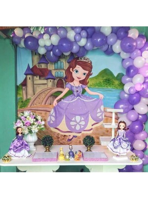 Rönesans Parti Prenses Sofia Mor Beyaz Lila Balon ve Balon Zinciri 100 Adet