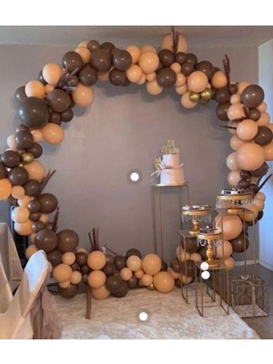Rönesans Parti Pastel Ten ve Çikolata Kahve Balon ve Balon Zinciri 100 Adet