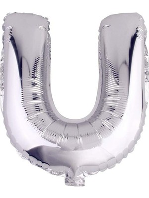 Best Parti 16" Inç 40 cm Folyo Balon Gümüş Renk '' U '' Harfi