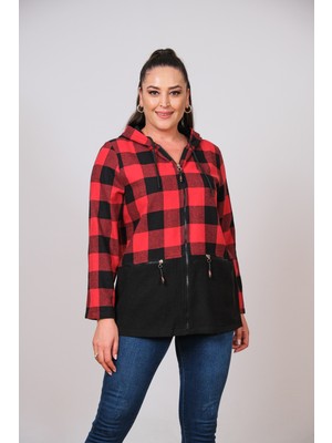 Lady Majestic Büyük Beden Kapüşonlu Kadın Baharlık  Mont