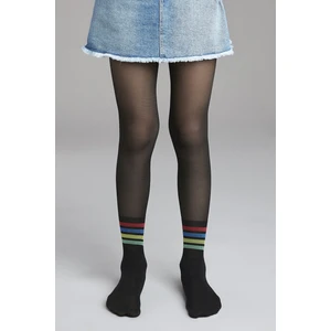 Siyah Kız Çocuk Çizgili Külotlu Çorap