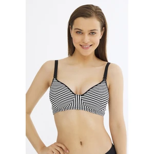 Siyah Beyaz Çizgili Basic Mama HamileBikini Üstü