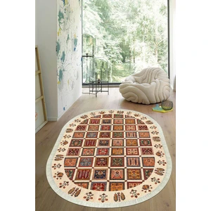 Viyana Home Dijital Baskılı Kaymaz Taban Yıkanabilir Oval Salon Halısı Mutfak Halısı Yolluk VHO-HT-648