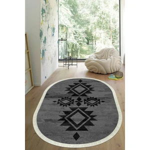 Viyana Home Dijital Baskılı Kaymaz Taban Yıkanabilir Oval Salon Halısı Mutfak Halısı Yolluk VHO-SD-370