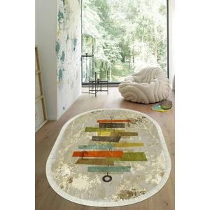 Viyana Home Dijital Baskılı Kaymaz Taban Yıkanabilir Oval Salon Halısı Mutfak Halısı Yolluk VHO-SD-371