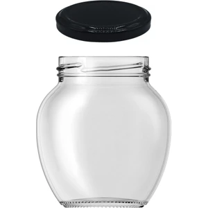 210 cc Kavanoz Metal Siyah Konserve Kapaklı 210 ml Şeffaf Yumurta Cam Kavanoz 1 Adet