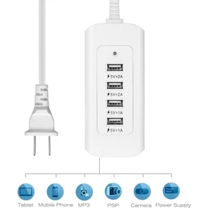 4 Usb'li Çoğaltıcı Priz Iphone Uçlu Kablosu-1 Metre 5V=2A
