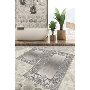 Viyana Home Dijital Baskılı Kaymaz Tabanlı Yıkanabilir 2'li Set Banya Halısı Klozet Takımı Paspas Vhkz-Hk-85