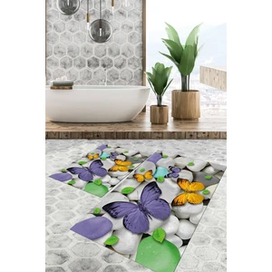Viyana Home Dijital Baskılı Kaymaz Tabanlı Yıkanabilir 2'li Set Banya Halısı Klozet Takımı Paspas VHKZ-HT-1146