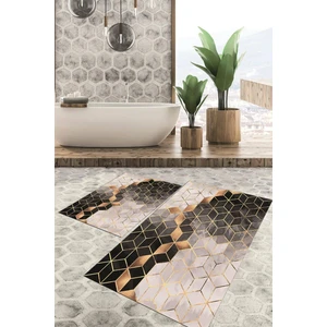 Viyana Home Dijital Baskılı Kaymaz Tabanlı Yıkanabilir 2'li Set Banya Halısı Klozet Takımı Paspas VHKZ-HT-322