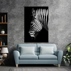 SML Tablo Zebra Kafası Siyah Beyaz Hayvan Dekor Kanvas Tablo