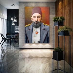 SML Tablo Abdülhamit Han Osmanlı Padişah Dekor Kanvas Tablo