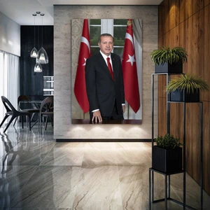 SML Tablo Recep Tayyip Erdoğan Cumhurbaşkanı Reis Türk Bayrağı Kanvas Tablo