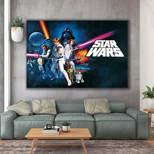 SML Tablo Star Wars Retro Işın Kılıcı Yıldız Savaşaları Dekor Film Sanat Kanvas Tablo