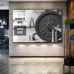 SML Tablo Spor Salonu Badi Vücut Geliştirme Dekor Dont Sıt Get Fıt Oturma Fit Ol Kanvas Tablo