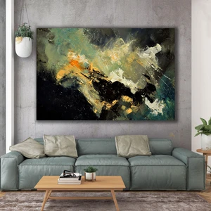 SML Tablo Siyah Koyu Yeşil Tonlar Modern Sanat Dekorasyon Abstract Dekor Kanvas Tablo