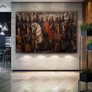 SML Tablo Fatih Sultan Mehmet Beyaz Atının Üstünde Osmanlı Padişah Dekor Kanvas Tablo