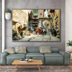 SML Tablo Gustav Bauernfeindg Oryantelizm Sanat Osmanlı Sokaktaki İnsanlar Kanvas Tablo
