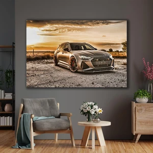 SML Tablo Audi Rs6 Araba Doğa Manzara Gün Batımı Bulutlar Car Kanvas Tablo