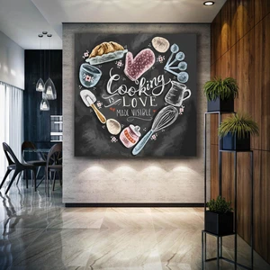 SML Tablo Yemek Yapmak Aşktır Cooking Is Love Benim Mutfağım Dekor Kanvas Tablo