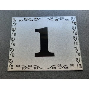 Kapı Numarası 10X12 cm Metalik Gümüş Gri Üzeri Siyah Baskı Kendinden Yapışkanlı No:1