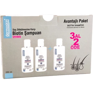 Dermoskin biotin Şampuan Kofre Kadın 3X200ML