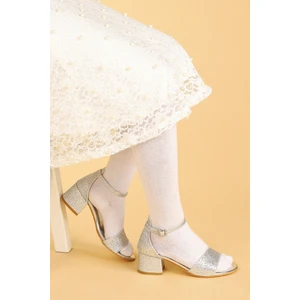 Kiko Kids Kiko 769 Kum Simli Günlük Kız Çocuk 3 cm Topuk Sandalet Ayakkabı Gümüş