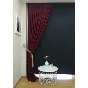 Bordo Petek Kadife Dokulu Fon Perde, Pilesiz Düz Dikim Ekstrafor Büzgü, 80 x 240 cm