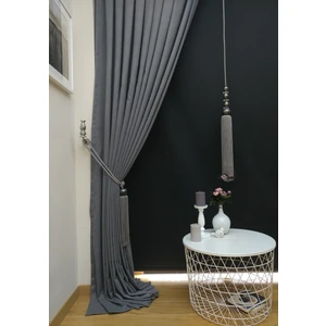 Gri Petek Kadife Dokulu Fon Perde, 1/2 Seyrek Pile, 50 x 240 cm