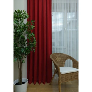 Kırmızı Petek Kadife Dokulu Fon Perde, Pilesiz Düz Dikim Ekstrafor Büzgü, 80 x 270 cm
