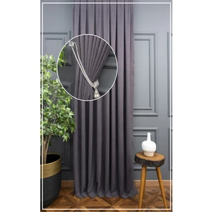 Koyu Gri Petek Kadife Dokulu Fon Perde, 1/2 Seyrek Pile, 50 x 250 cm
